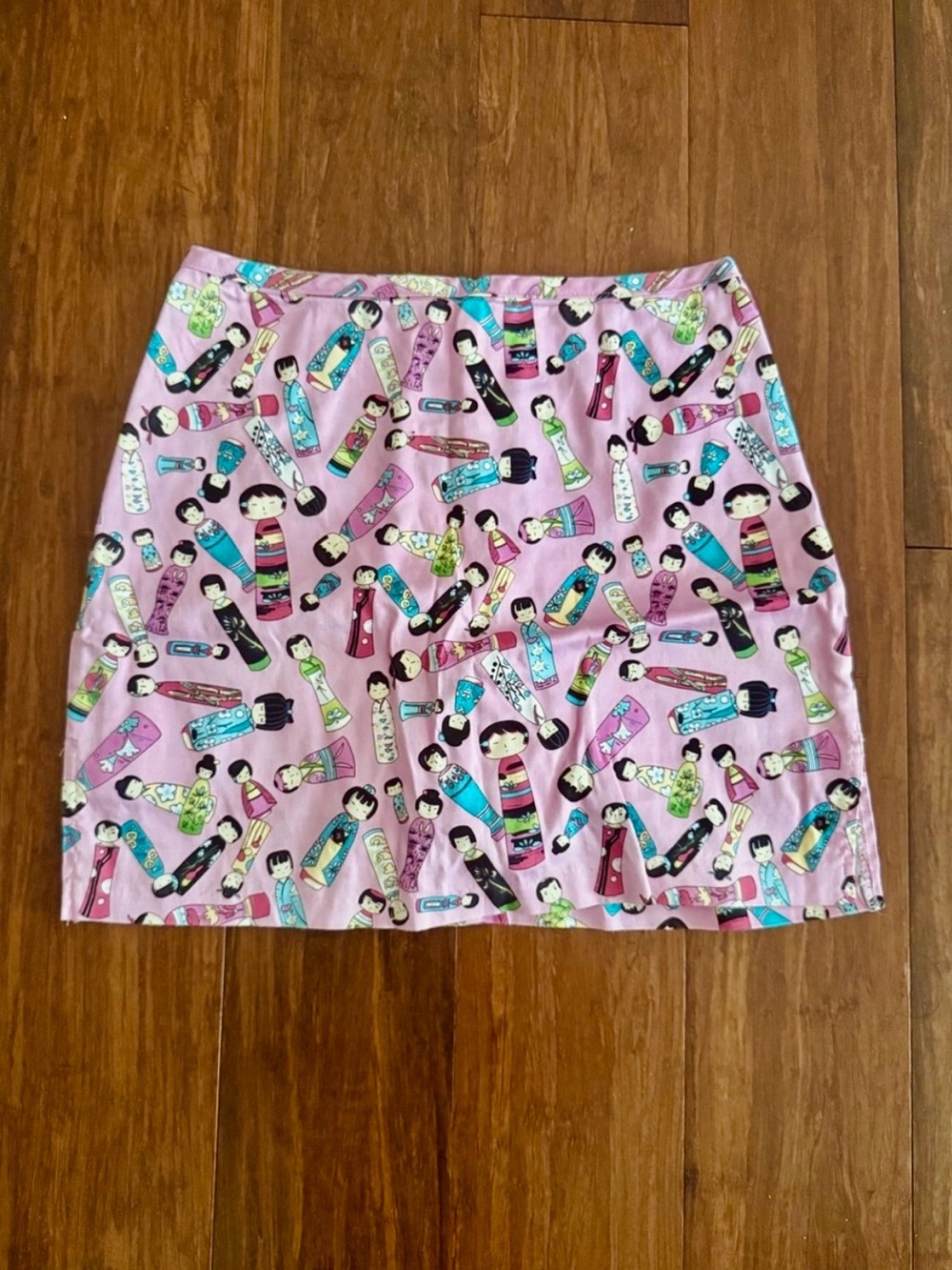 Y2K Kawaii Japanese Doll Novelty Print Cotton Poplin Mini Skirt Skort Light Pink